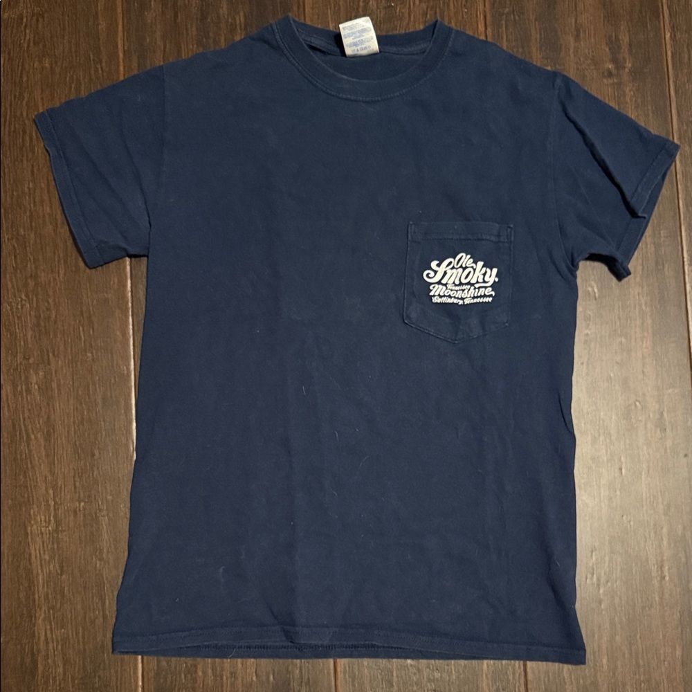 Gildan Navy Short Sleeve Pocket Tee with White Chest Logo